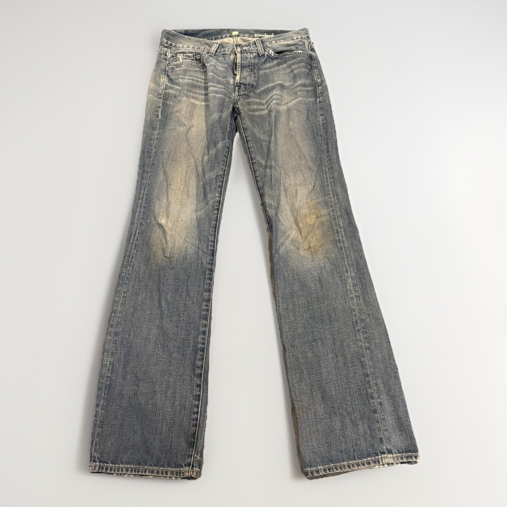 7 For All Mankind Standard Jean Mens 31x32 Blue Medium Straight Denim Distressed